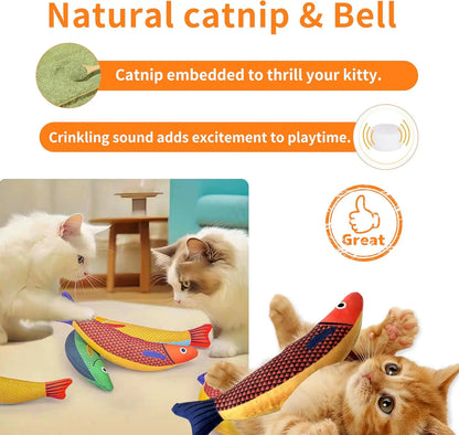 Interactive Catnip Crinkle Fish Toy – Squeaky Saury Design for Cats