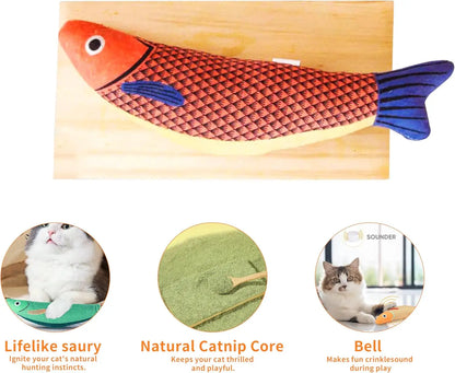 Interactive Catnip Crinkle Fish Toy – Squeaky Saury Design for Cats