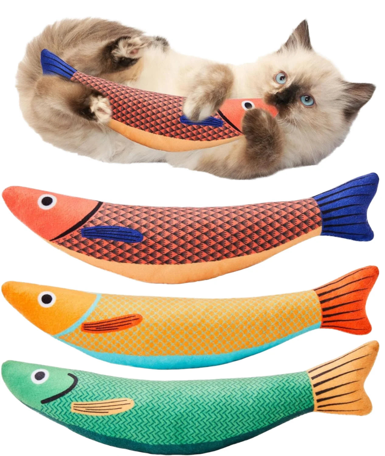 Interactive Catnip Crinkle Fish Toy – Squeaky Saury Design for Cats